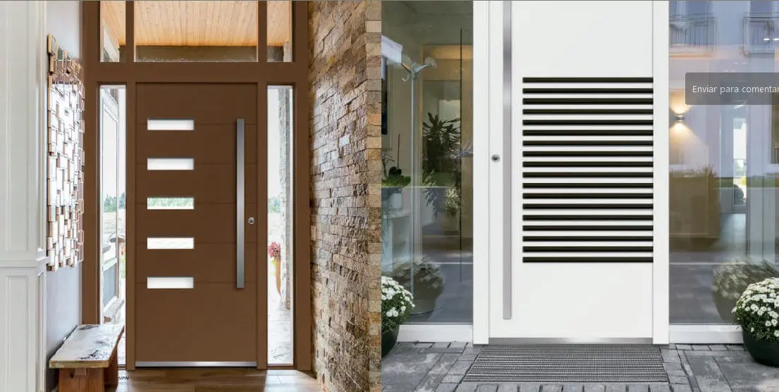 Portes d'entrada d'alumini Ocultec Marró i Blanc