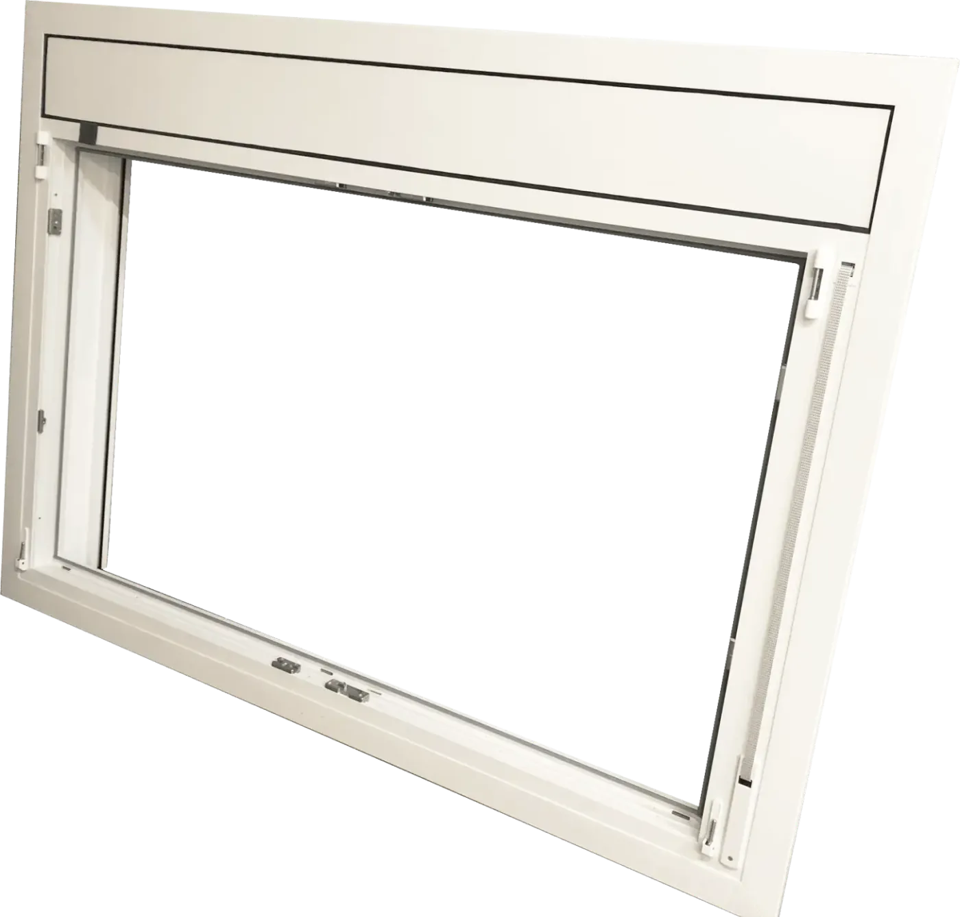 Finestra de PVC blanca amb calaix de persiana monobloc integrat, acabat net per a reformes a Girona