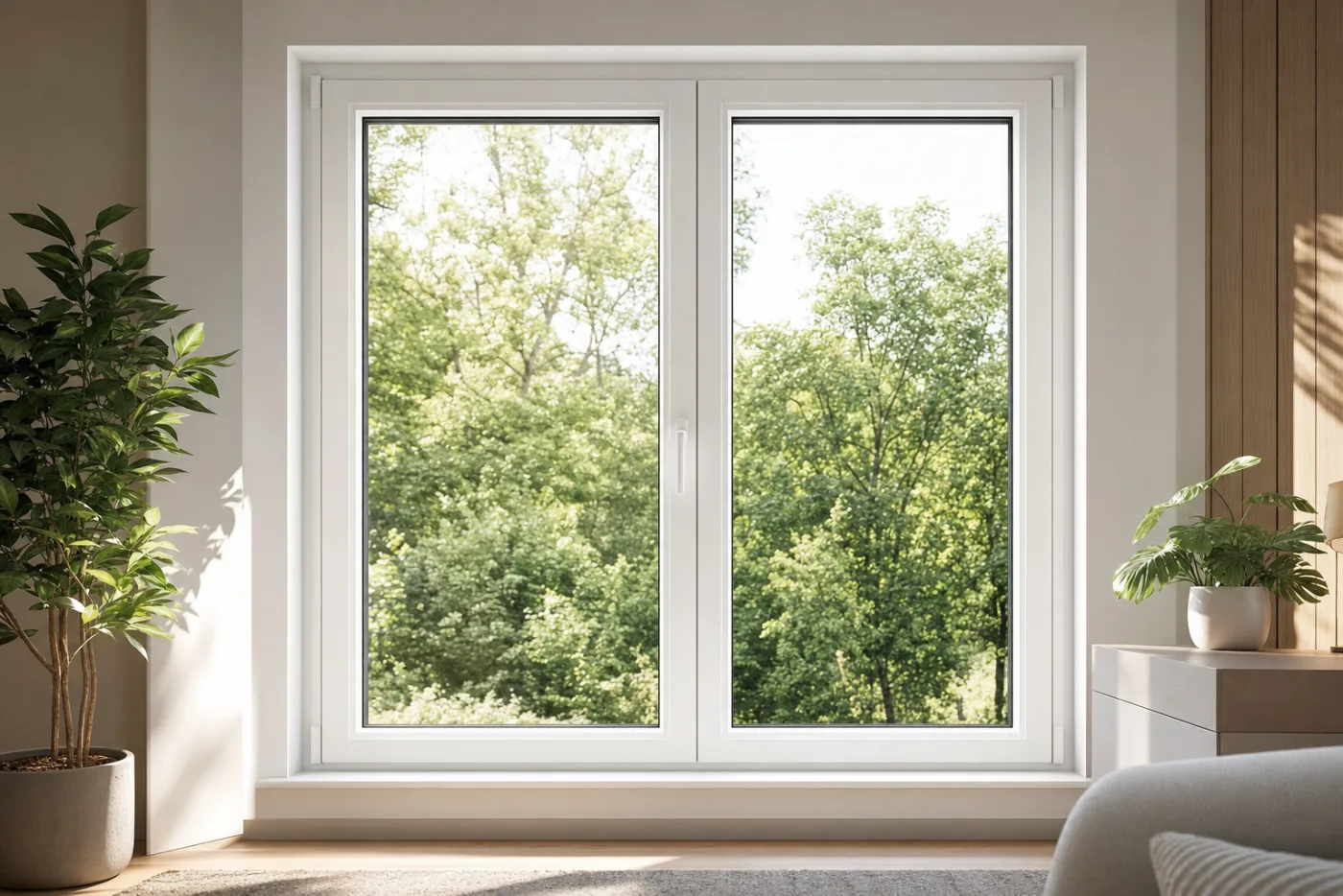 Ventanas de PVC nuevas instaladas en una vivienda de Girona, uno de los factores del precio