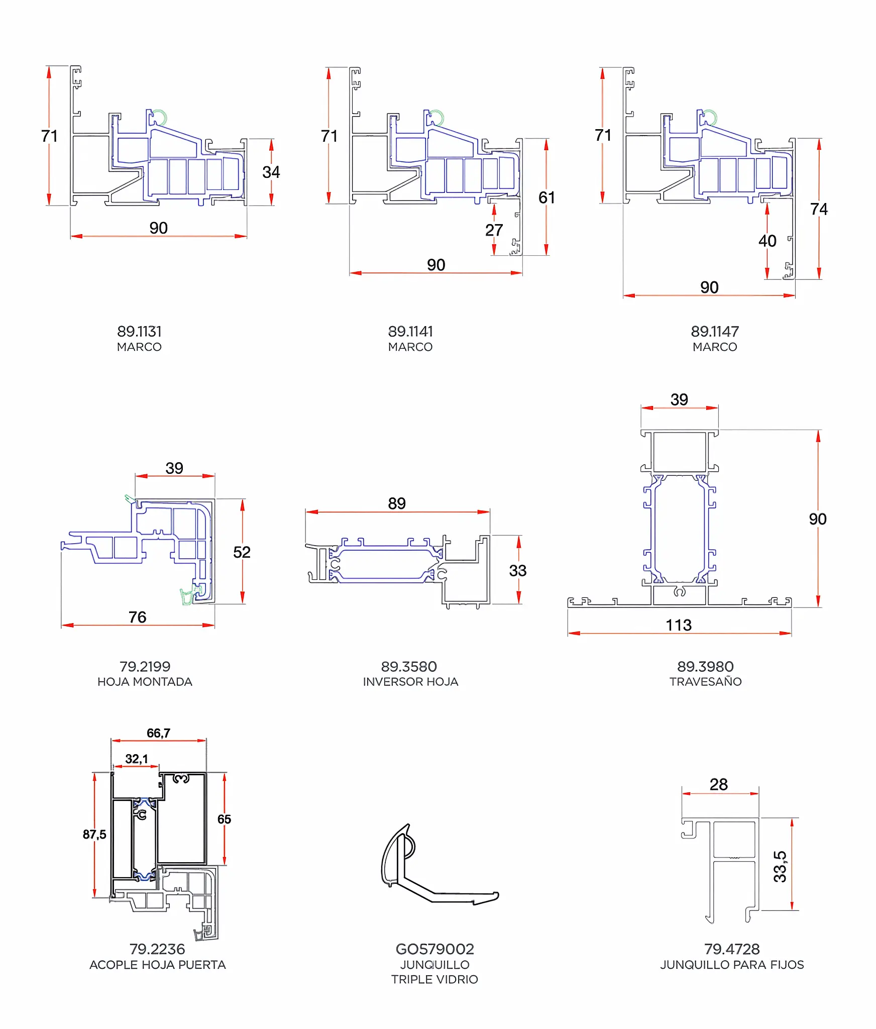 Diagrama de perfils Triple Vidre REFINE