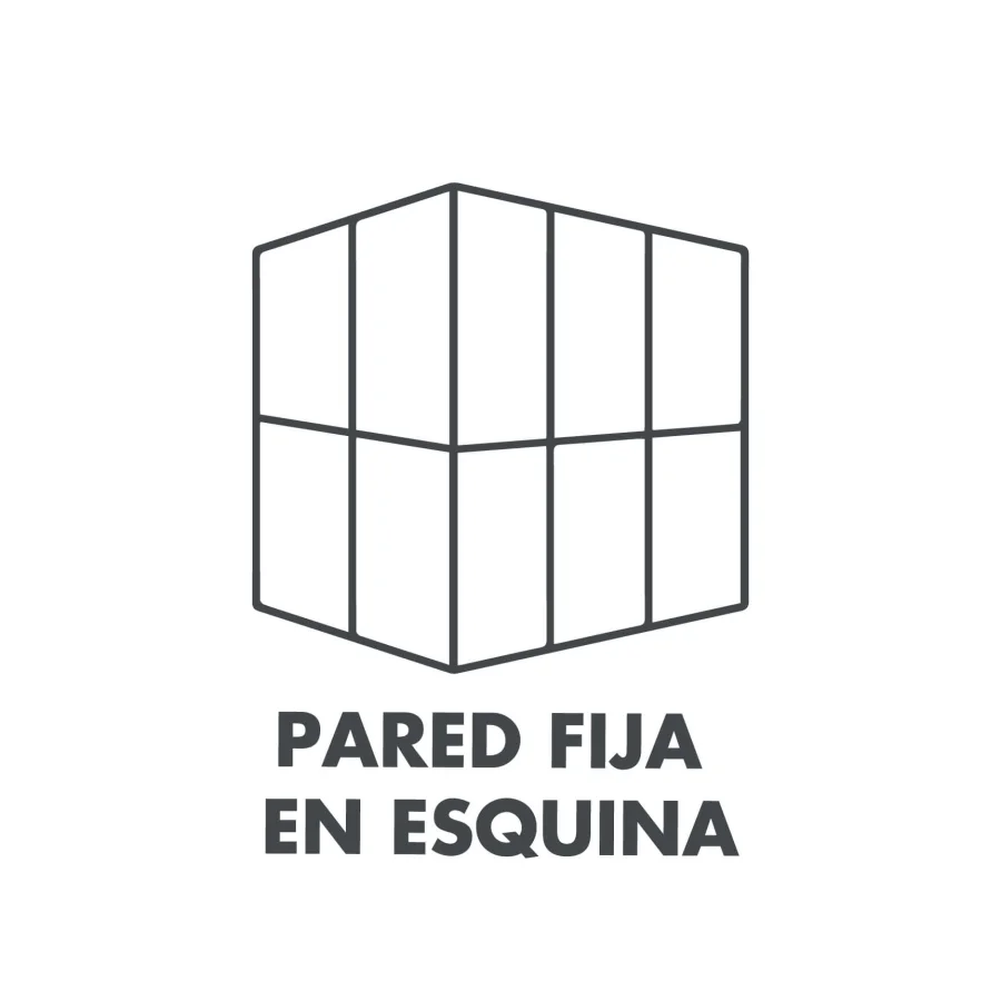 Diagrama de paret fixa en cantonada, composició en L, del sistema IDAdoor