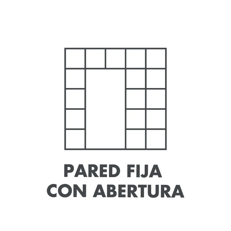 Diagrama de paret fixa amb obertura integrada del sistema IDAdoor