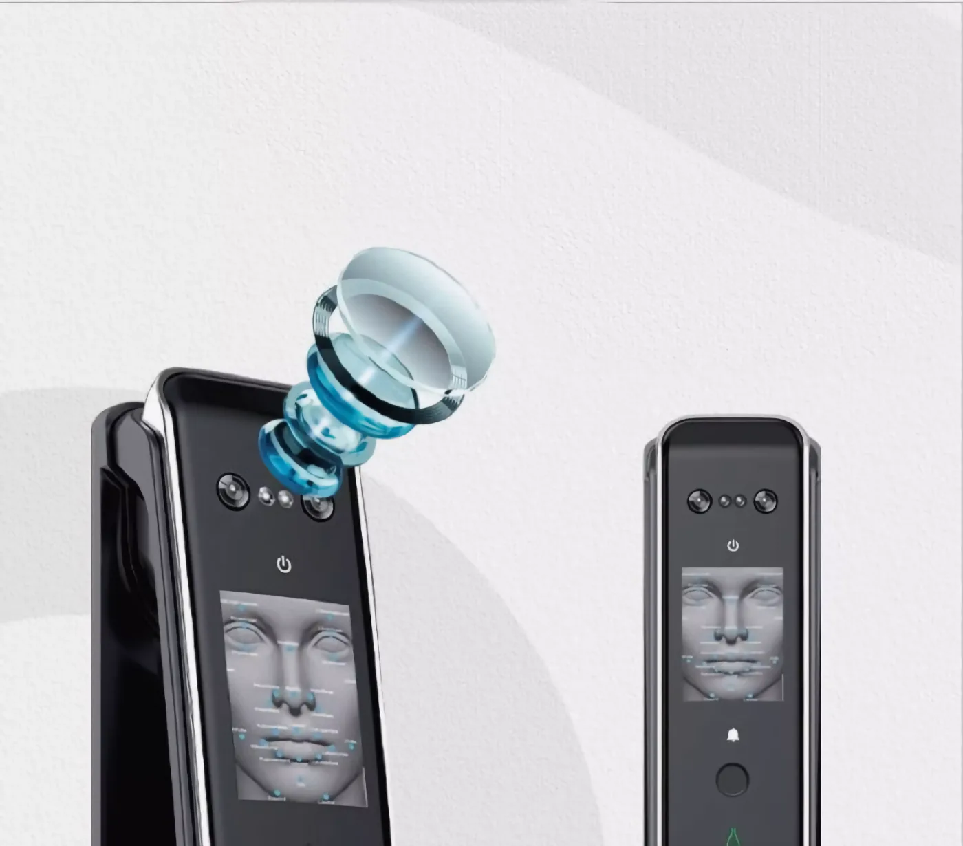 Pany intel·ligent amb reconeixement facial 3D mostrant l'escaneig de la cara a la pantalla