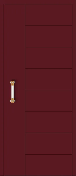Panel de puerta de aluminio Fornells: una ranura vertical y ranuras horizontales en un lado de la puerta.