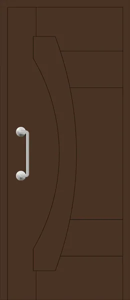Panel de puerta de aluminio Portlligat: un arco curvo junto al tirador y ranuras horizontales en el resto.