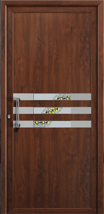 Puerta PVC AVANT Adra en acabado nogal madera - puerta de entrada elegante