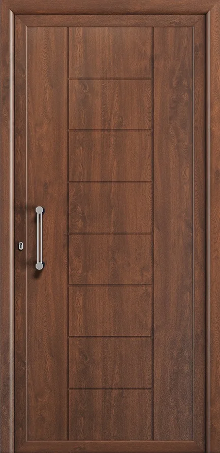 Puerta PVC LIDO 01 en acabado nogal madera - puerta de entrada clásica
