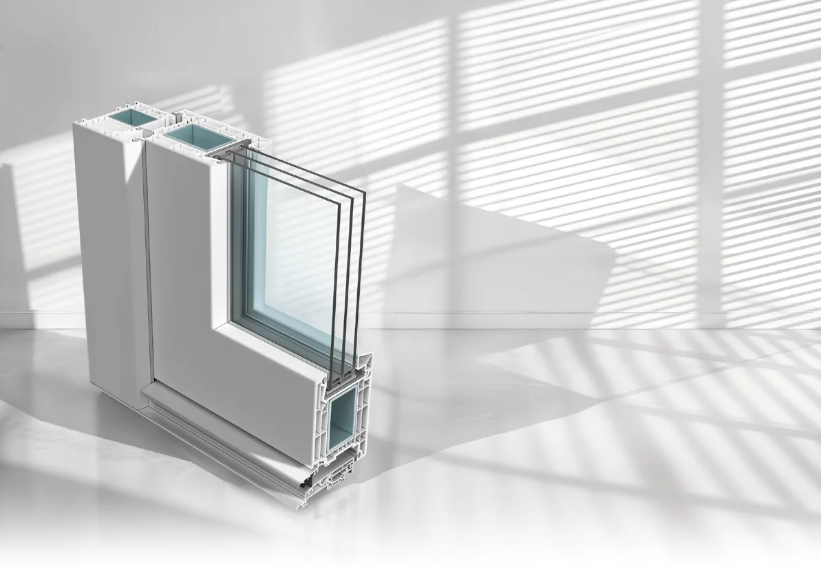 Puerta de PVC de 82 mm con 7 cámaras y 3 juntas, sistema premium de alta eficiencia Passivhaus