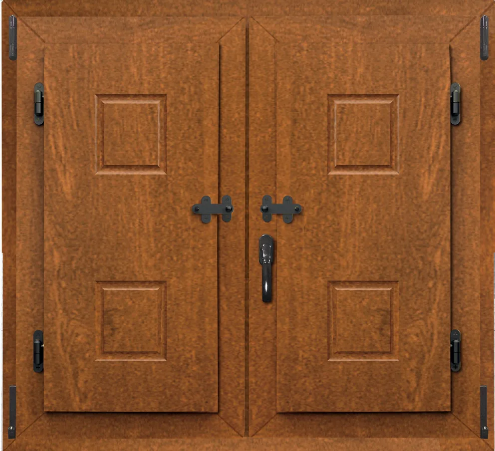 Porticó interior de PVC acabat roure daurat (model 1) amb panells quadrats